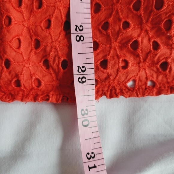 ☀️Lane Bryant Coral Red Eyelet Peplum Top - Picture 12 of 12